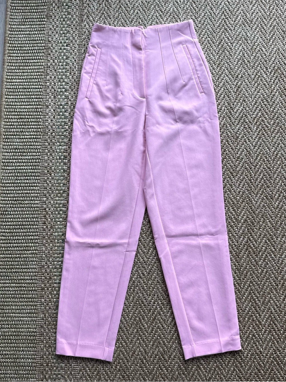 Zara Pink High Waisted Slim Fit Tapered Trouser Pants